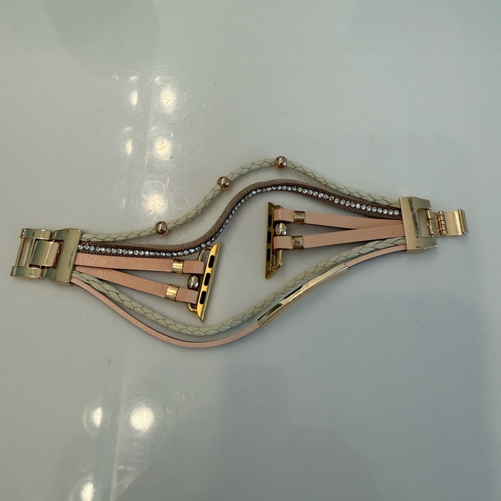 Chic Gold and Cream Women's Apple Watch Bracelet Band